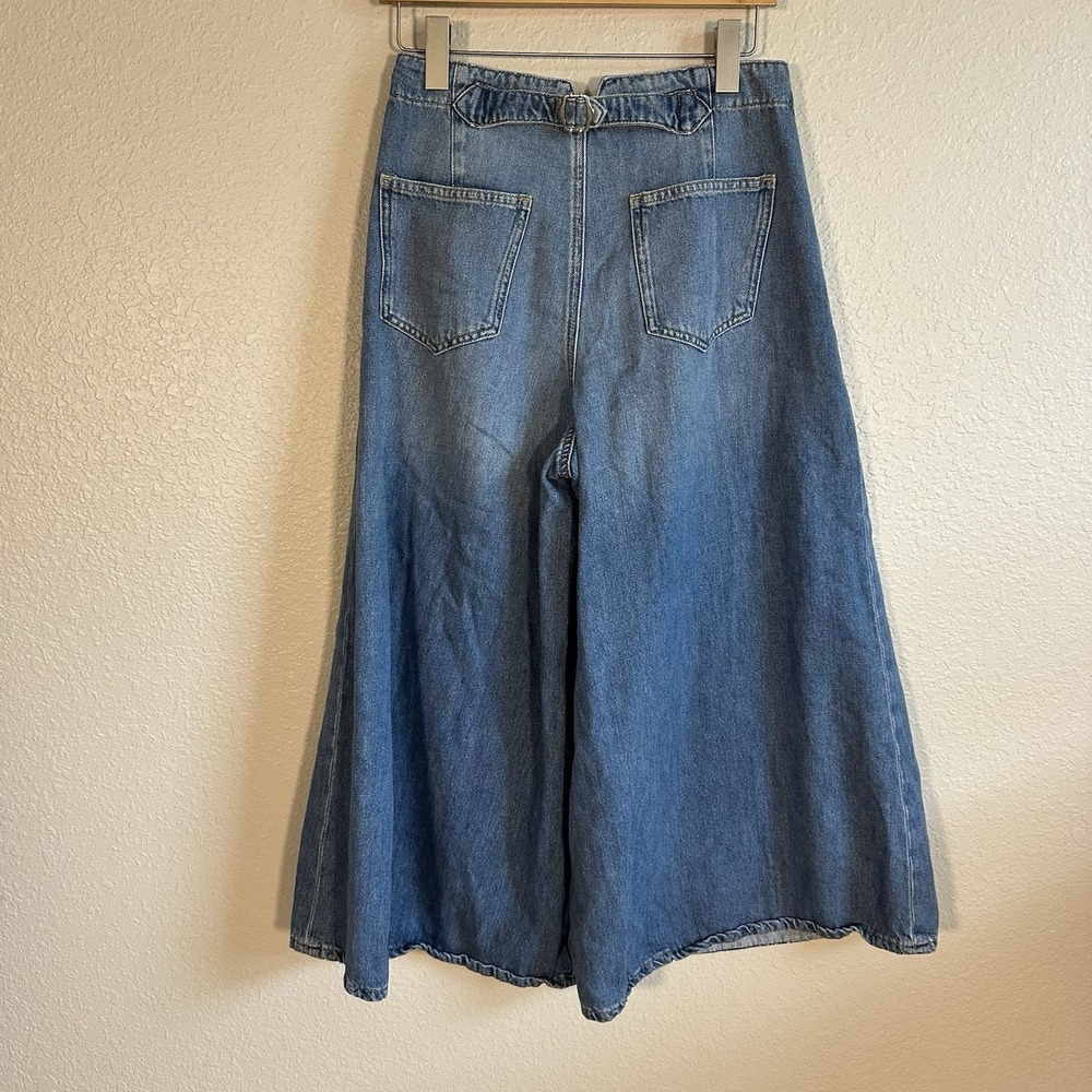 Pilcro Corset High-Rise Crop Culotte Jeans 29 Boho Lagenlook Beach Coastal - Picture 6 of 13